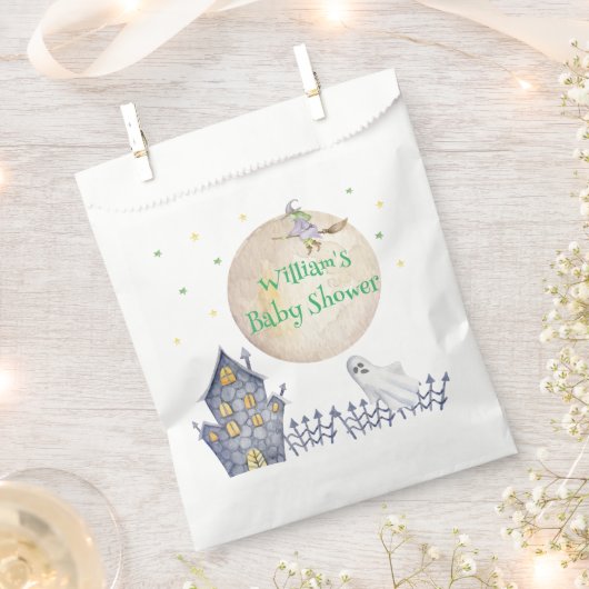 Herfst Moon Witch Spooky House Baby shower Bedankzakje (Geknipt)