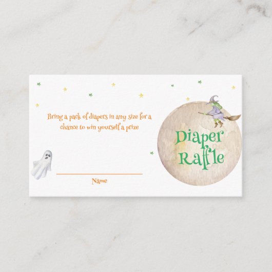 Herfst Moon Witch Spooky Luier Raffle Baby shower Informatiekaartje (Voorkant)