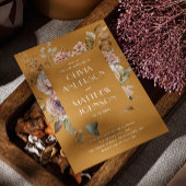 Herfst mosterd geel bloemenbruiloft QR code detail Kaart