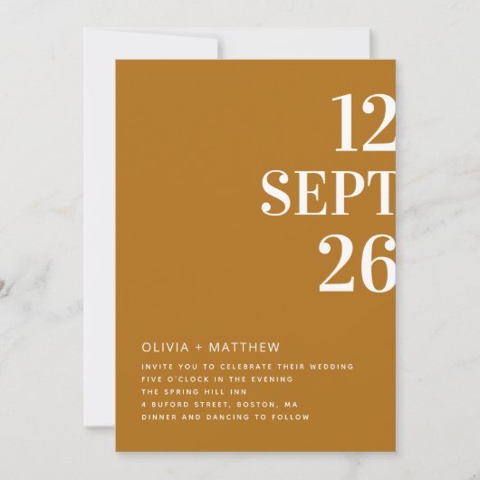 Herfst mosterdgeel moderne typografie bruiloft + Q Kaart (Voorkant)