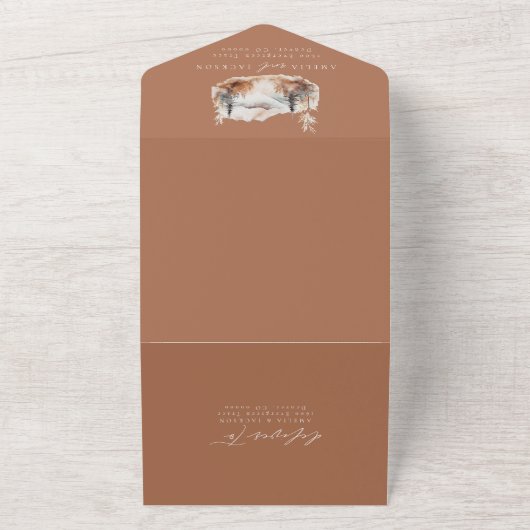 Herfst Mountain bruiloft alles in één uitnodiging (Buitenkant)