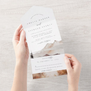 Herfst Mountain bruiloft alles in één uitnodiging