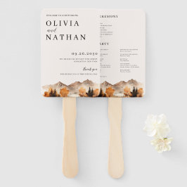 Herfst Mountain bruiloft programma fan Handwaaier