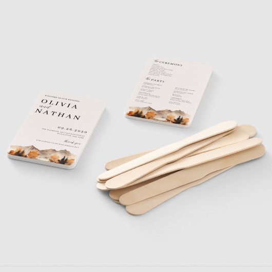 Herfst Mountain bruiloft programma fan Handwaaier (Niet-gemonteerd)