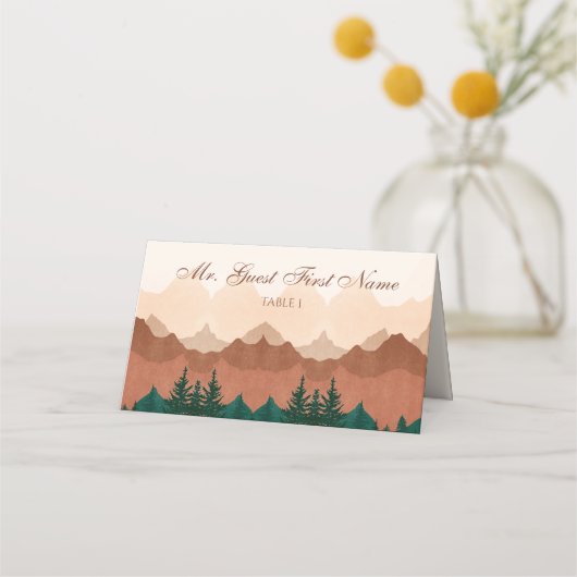 Herfst Mountain Forest Trouwplaats Kaarten Plaatskaartje (Voorkant)