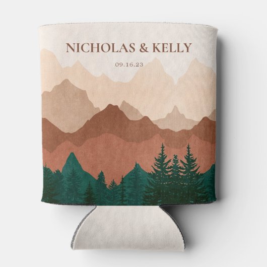 Herfst Mountain Forest Wedding Favor Koelbox Blikjeskoeler (Achterkant)