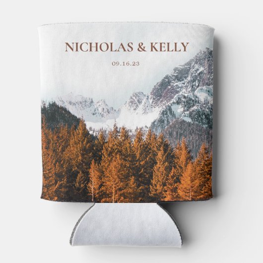 Herfst Mountain Forest Wedding Favor Koelbox Blikjeskoeler (Achterkant)