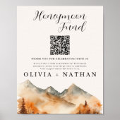 Herfst Mountain Honeymoon Fund Wedding Sign Poster (Voorkant)