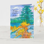 Herfst Mountain Lake Gelukkige Verjaardag Broer Kaart (Gele Bloem)