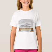 Herfst Mountain Lake Landschap Vredige Waterverf T-shirt (Voorkant)