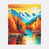 Herfst Mountain Lake Scene Fleece Deken (Voorkant)