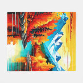 Herfst Mountain Lake Scene Fleece Deken (Voorkant (Horizontaal))