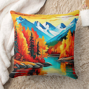 Herfst Mountain Lake Scene Kussen