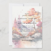 Herfst Mountain Lake Trees Waterverf bruiloft Kaart (Voorkant)