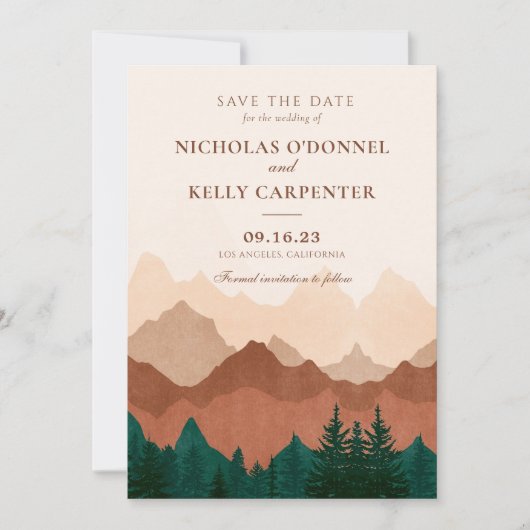 Herfst Mountain Terracotta Forest Save the Date (Voorkant)