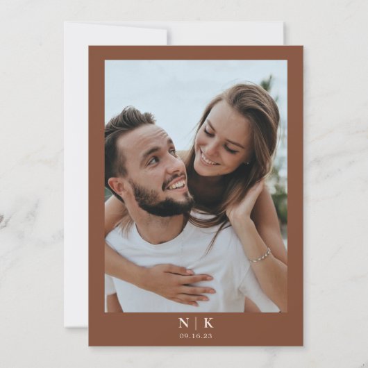 Herfst Mountain Terracotta Forest Save the Date (Achterkant)