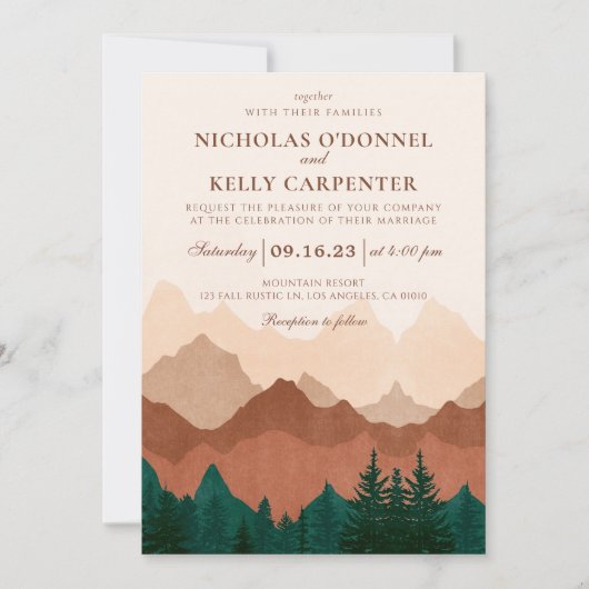 Herfst Mountain Terracotta Forest Wedding Invitati Kaart (Voorkant)