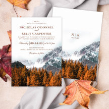 Herfst Mountain Terracotta Forest Wedding Invitati