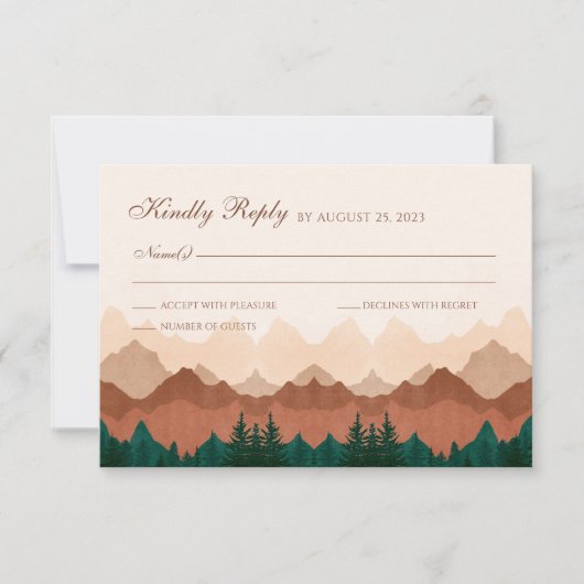 Herfst Mountain Terracotta Forest Wedding RSVP Kaa Kaartje (Voorkant)