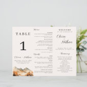 Herfst Mountain Tri-Fold Wedding Menu Tafelnummer (Staand voorkant)