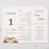 Herfst Mountain Tri-Fold Wedding Menu Tafelnummer (Voorkant)