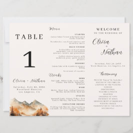 Herfst Mountain Tri-Fold Wedding Menu Tafelnummer