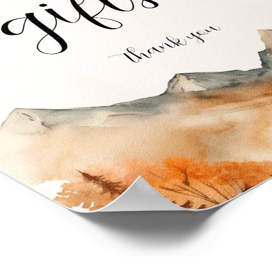 Herfst Mountain trouwkaarten en cadeaus teken Poster (Hoek)