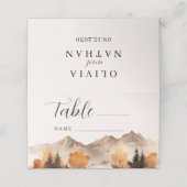 Herfst Mountain Trouwtafel Tafelnummer Plaatskaartje (Buitenkant ongevouwen)