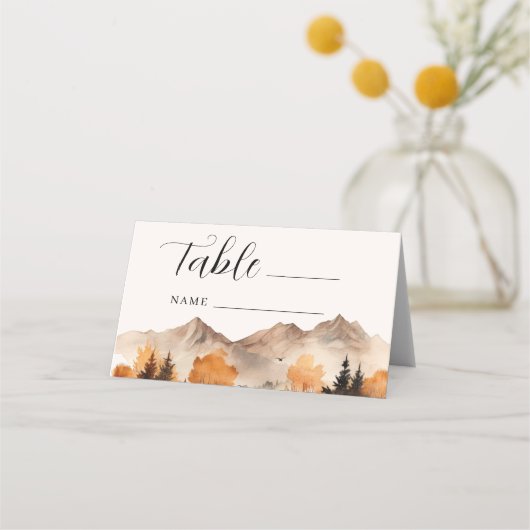 Herfst Mountain Trouwtafel Tafelnummer Plaatskaartje (Voorkant)