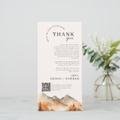 Herfst Mountain Wedding met QR-code Bedankkaart (Staand voorkant)