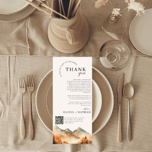 Herfst Mountain Wedding met QR-code Bedankkaart