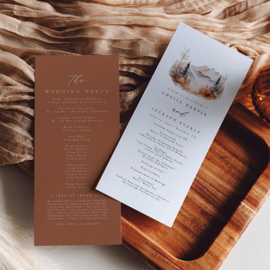 Herfst Mountain Wedding Order of Events Programma