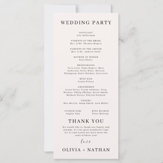 Herfst Mountain Wedding Programma (Achterkant)