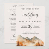 Herfst Mountain Wedding Programma Ceremonie (Voorkant / Achterkant)