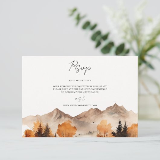 Herfst Mountain Wedding RSVP Kaart (Staand voorkant)