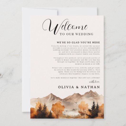 Herfst Mountain Wedding Weekend Route Kaart (Voorkant)