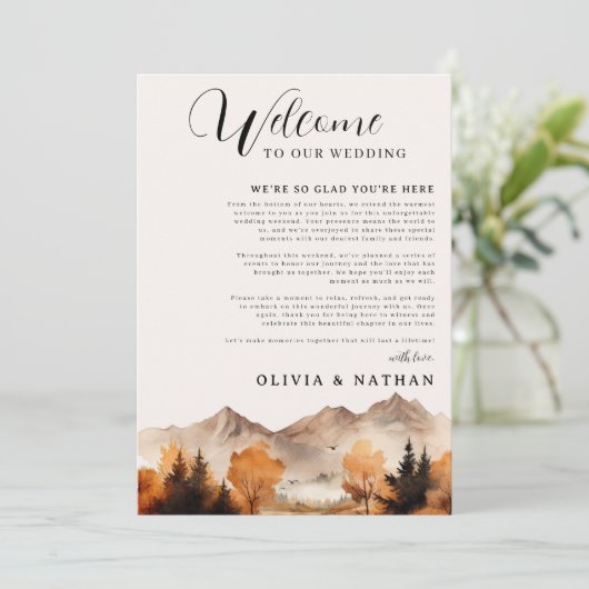 Herfst Mountain Wedding Weekend Route Kaart (Staand voorkant)