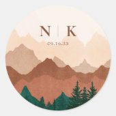 Herfst Mountain WeddingTerracotta Round Sticker (Voorkant)