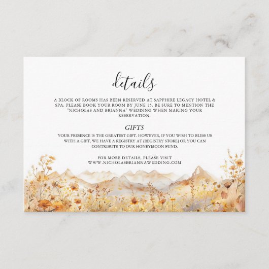 Herfst Mountain Wildflower Terracotta rustieke bru Informatiekaartje (Voorkant)