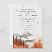 Herfst Mountain Woodland bos bruiloft Kaart (Voorkant)