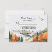Herfst Mountain Woodland Forest Wedding RSVP Kaart (Voorkant)