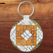 HERFST MOZAÏEK Ronde Aluminium Sleutelhanger (Achterkant)