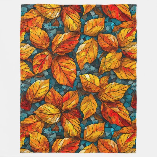 Herfst mozaïekpatroon fleece deken (Voorkant)
