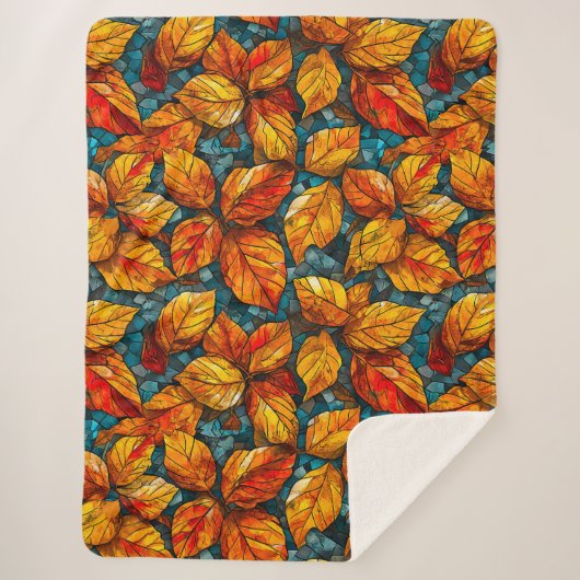 Herfst mozaïekpatroon sherpa deken (Voorkant)