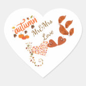 Herfst Mr & Mrs Liefde Hart Huwelijksstickers Hart Sticker (Voorkant)