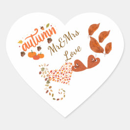 Herfst Mr & Mrs Liefde Hart Trouwstickers Hart Sticker