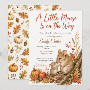 Herfst Muis Baby Shower Kaart