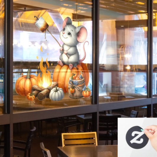 Herfst Muis Raam Sticker (Restaurant Raam)