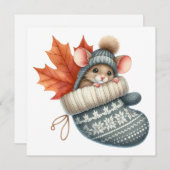 Herfst Muis Wenskaart Feestdagenkaart (Voorkant / Achterkant)
