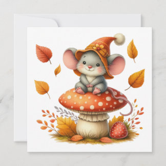 Herfst Muis Wenskaart Feestdagenkaart